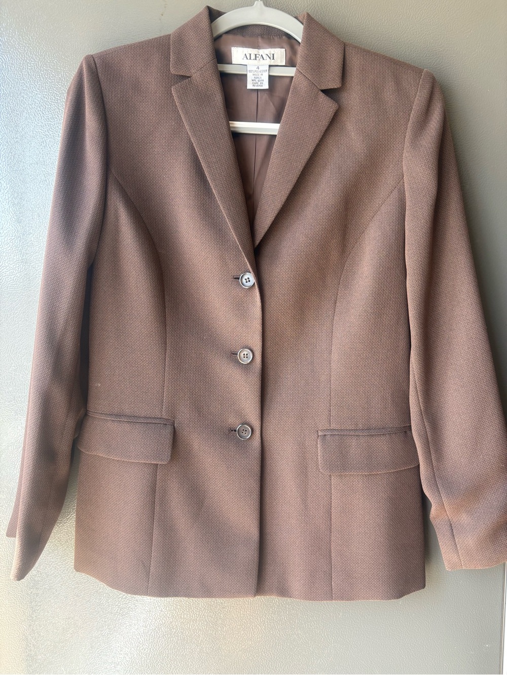 Alfani Brown Tailored Three-Button Blazer